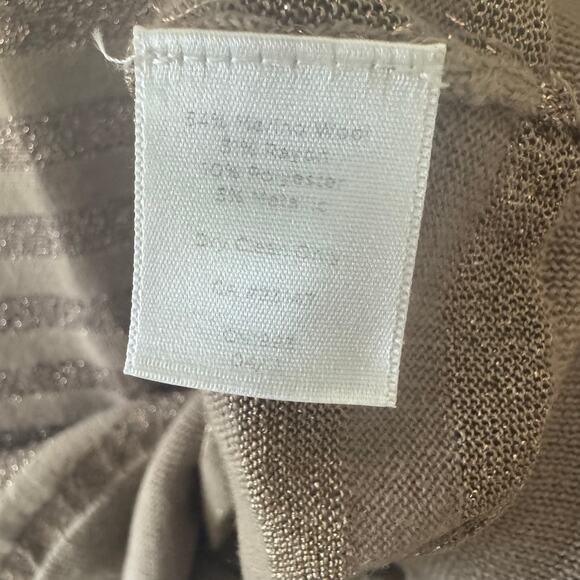 Talbots Women's Pure Italian Merino Wool Lightweight Metallic Sweater‎ L Brown - Picture 5 of 8